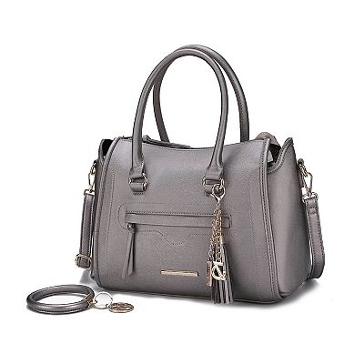MKF Collection Valeria Satchel with wristlet Key Ring with M charm