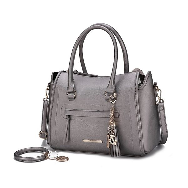 MKF Collection Valeria Satchel with wristlet Key Ring with M charm