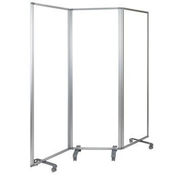 Emma and Oliver Transparent Acrylic Mobile Partition with Lockable Casters