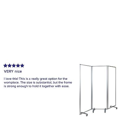 Emma and Oliver Transparent Acrylic Mobile Partition with Lockable Casters