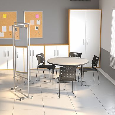 Emma and Oliver Transparent Acrylic Mobile Partition with Lockable Casters