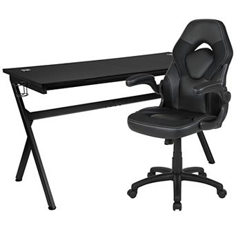 Emma and Oliver Gaming Desk Bundle - Cup & Headphone Holders/Mouse Pad Top