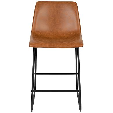 Merrick Lane 24 inch Faux Counter Height Bucket Seat Stools, Set of 2