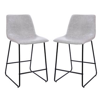 Merrick Lane 24 inch Faux Counter Height Bucket Seat Stools, Set of 2