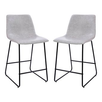 Merrick Lane 24 inch Faux Counter Height Bucket Seat Stools, Set of 2