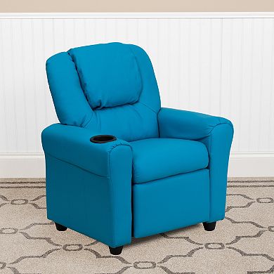 Emma and Oliver Contemporary Kids Recliner with Cup Holder and Headrest
