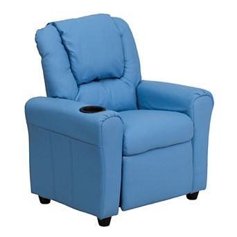 Emma and Oliver Contemporary Kids Recliner with Cup Holder and Headrest