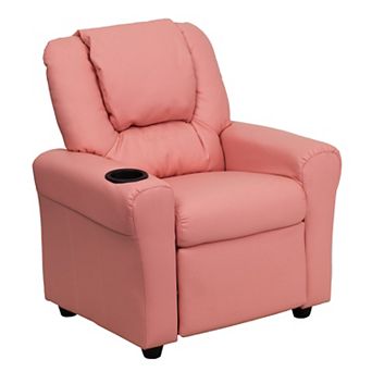 Emma and Oliver Contemporary Kids Recliner with Cup Holder and Headrest