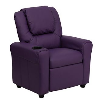 Emma and Oliver Contemporary Kids Recliner with Cup Holder and Headrest
