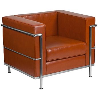 Emma and Oliver Contemporary LeatherSoft Chair with Double Bar Encasing Frame