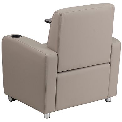 Emma and Oliver Tablet Arm Guest Chair with Front Wheel Casters and Cup Holder