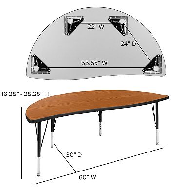 Emma and Oliver 2 Piece 60" Circle Collaborative Grey Kids Adjustable Activity Table Set
