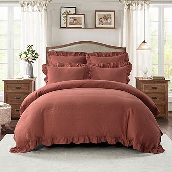Stone Washed French Linen Duvet Cover Set 3 pc