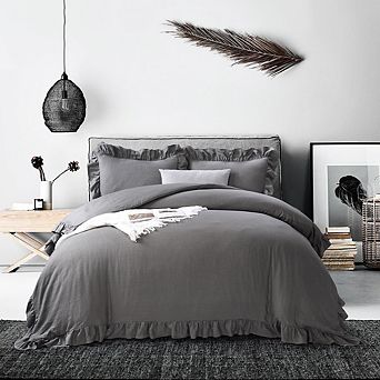 Stone Washed French Linen Duvet Cover Set 3 pc