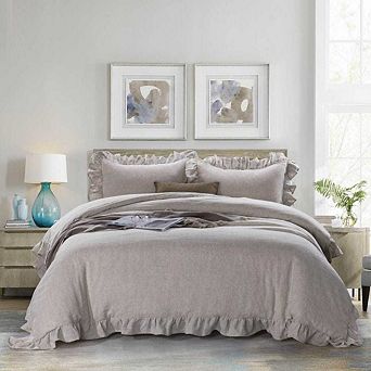 Stone Washed French Linen Duvet Cover Set 3 pc