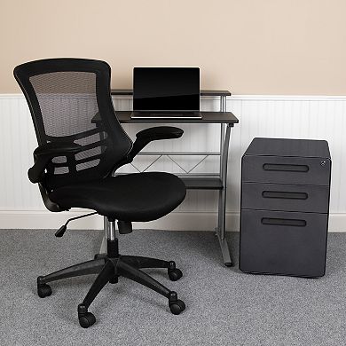 Emma and Oliver Work From Home Kit-Computer Desk, Ergonomic Mesh Office Chair, Filing Cabinet