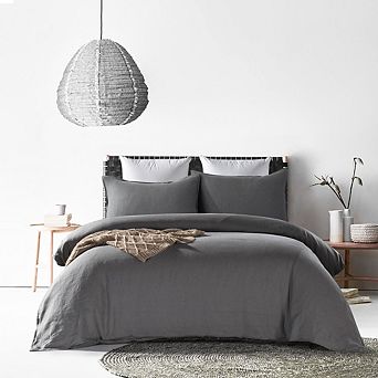 Stone Washed French Linen Duvet Cover Set 3 pc