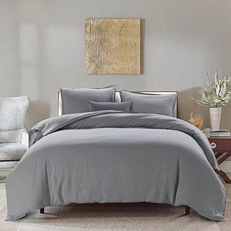 Stone Washed French Linen Duvet Cover Set 3 pc