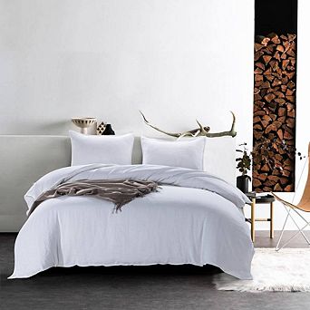 Stone Washed French Linen Duvet Cover Set 3 pc