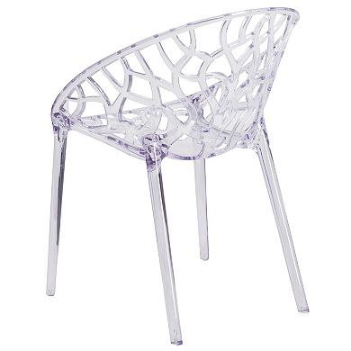 Emma and Oliver Transparent Oval Shaped Stacking Side Chair with Artistic Pattern Design