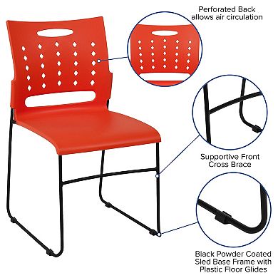 Emma and Oliver Home Office Plastic Accent Sled Base Stack Chair - Air-Vent Back