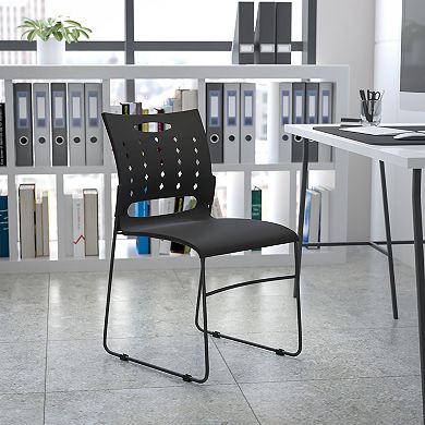 Emma and Oliver Home Office Plastic Accent Sled Base Stack Chair - Air-Vent Back