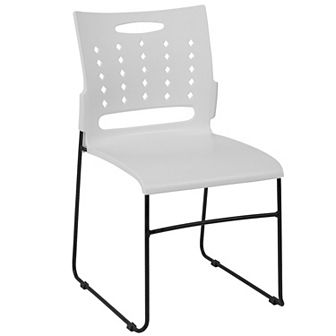 Emma and Oliver Home Office Plastic Accent Sled Base Stack Chair - Air-Vent Back