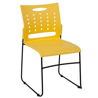 Emma and Oliver Home Office Plastic Accent Sled Base Stack Chair - Air-Vent Back