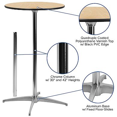 Emma and Oliver Wood Cocktail Dining and Event Table with 30" and 42" Columns