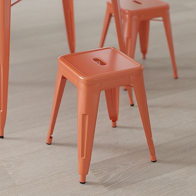 Merrick Lane Set of 4 Sloane 18" High Backless Stacking Dining Stools with Durable Metal Frame
