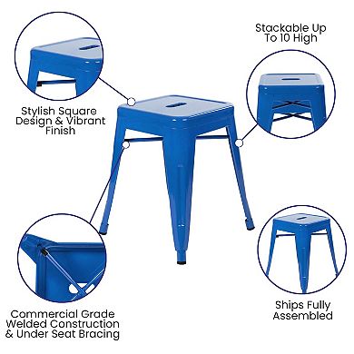 Merrick Lane Set of 4 Sloane 18" High Backless Stacking Dining Stools with Durable Metal Frame