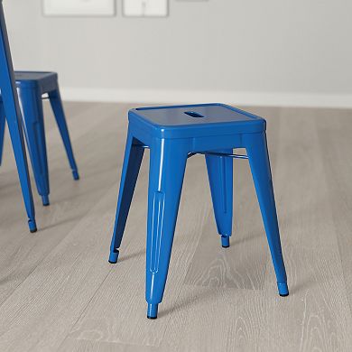 Merrick Lane Set of 4 Sloane 18" High Backless Stacking Dining Stools with Durable Metal Frame