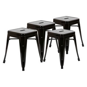 Merrick Lane Set of 4 Sloane 18" High Backless Stacking Dining Stools with Durable Metal Frame