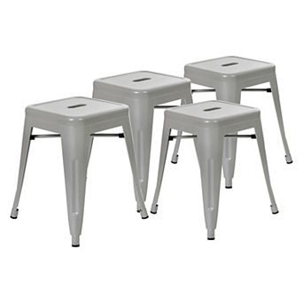 Merrick Lane Set of 4 Sloane 18" High Backless Stacking Dining Stools with Durable Metal Frame