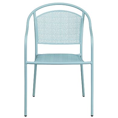 Emma and Oliver Commercial Grade Colorful Metal Patio Arm Chair with Round Back