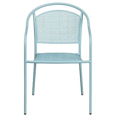 Emma and Oliver Commercial Grade Colorful Metal Patio Arm Chair with Round Back