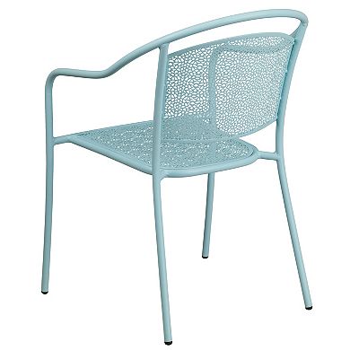 Emma and Oliver Commercial Grade Colorful Metal Patio Arm Chair with Round Back