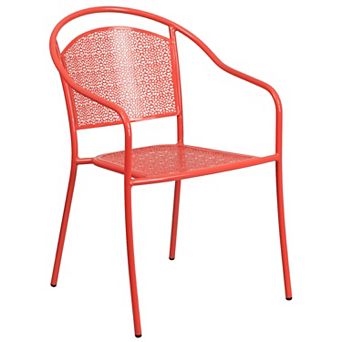 Emma and Oliver Commercial Grade Colorful Metal Patio Arm Chair with Round Back