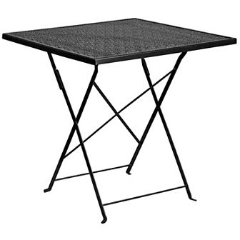 Emma and Oliver Commercial Grade 28" Square Colorful Metal Garden Patio Folding Patio Table