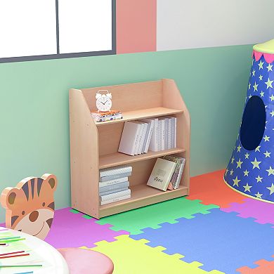 Emma and Oliver Kid's Wood Book Storage Shelf with 4 Storage Slats and Child-Friendly Curved Edges