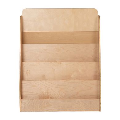 Emma and Oliver Kid's Wood Book Storage Shelf with 4 Storage Slats and Child-Friendly Curved Edges