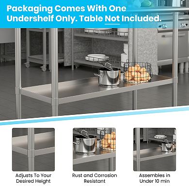 Emma and Oliver Adjustable Galvanized Lower Shelf for Stainless Steel Tables