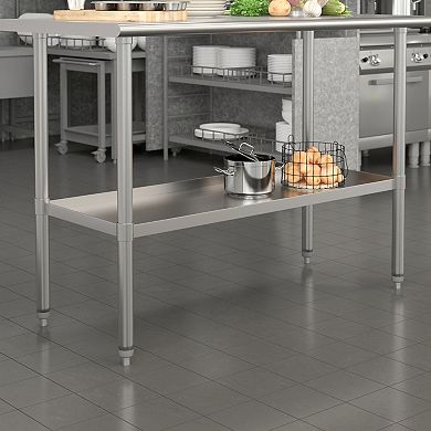 Emma and Oliver Adjustable Galvanized Lower Shelf for Stainless Steel Tables