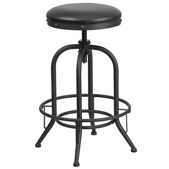 Merrick Lane Adrienne Backless Stool with Swivel Seat Height Adjustment and Footrest