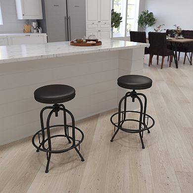 Merrick Lane Adrienne Backless Stool with Swivel Seat Height Adjustment and Footrest