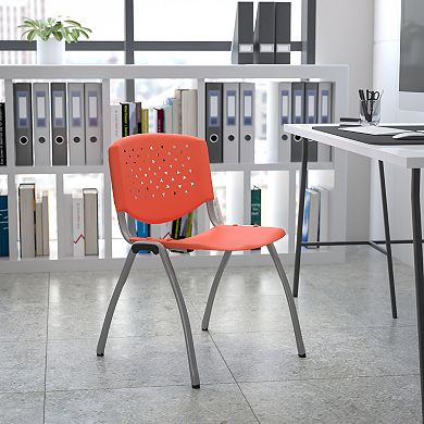 Emma and Oliver Home and Office Plastic Stack Chair with Perforated Back - Guest Chair
