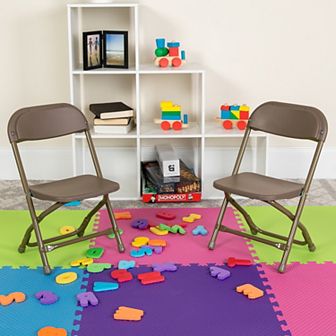 Emma and Oliver 10 Pack Kids Plastic Folding Chair - Daycare, Home, School, Furniture
