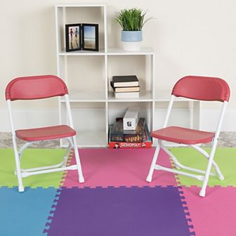 Emma and Oliver 10 Pack Kids Plastic Folding Chair - Daycare, Home, School, Furniture