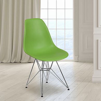 Emma and Oliver Plastic Accent Dining Chair with Chrome Base