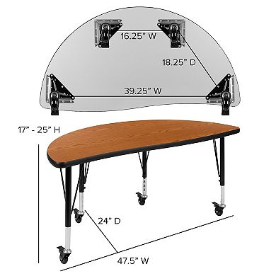 Emma and Oliver 2 Piece Mobile 47.5" Circle Collaborative Grey Kids Activity Table Set